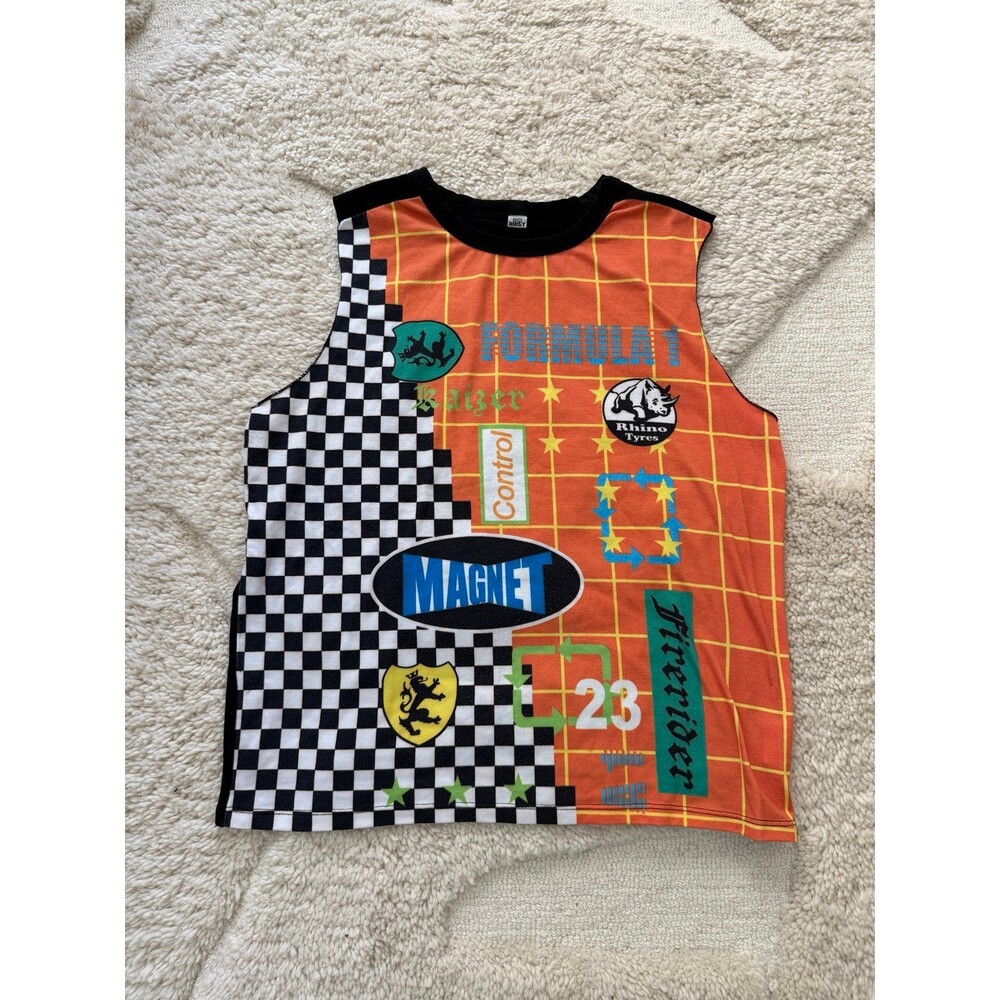 Vintage 812 West Racing Muscle Tank Formula 1 Graphic Top USA Made XL